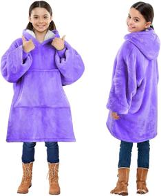 img 4 attached to 🧥 Warm and Cozy Oversize Reversible Kids' Blanket Sweatshirt - Perfect for Home Store