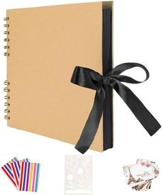 img 4 attached to 📸 DIY Handmade Scrapbook Album with 80 Pages, AIOR Memory Photo Guest Book & 12 Metalic Marker Pens - Perfect Gifts for Wedding Anniversary, Birthday, Christmas - Yellow