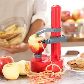 img 1 attached to 🥔 Electric Potato Peeler Tool - Dash DAP001RD - Rapid Fruit Skinner with BPA Free Plastic, Auto Shut Off Function, 2 Replacement Blades, Paring Utensil & Recipe Book, Red