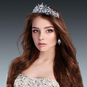 img 3 attached to 👑 Women's White Tiaras and Crowns: Pageant Crowns for Girls with Earrings, Princess Tiara and Crown Set for Pageants, Women, and Girls