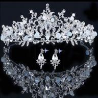 👑 women's white tiaras and crowns: pageant crowns for girls with earrings, princess tiara and crown set for pageants, women, and girls logo