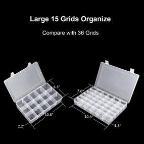 img 1 attached to 📦 Adjustable Dividers Clear Organizer Box - Large 15 Grid Snowkingdom Storage Container for Washi Tapes, Craft Supplies, Beads, Jewelry, Small Parts