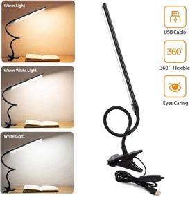 img 3 attached to 🔍 CeSunlight Clamp on Lamp, Clip Light, Desk Lamps with 3 Color Temperature Settings, 10 Brightness Levels, 2m USB Cord Power Supply and AC Adapter Included, Pack of 2 (Black)