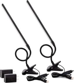 img 4 attached to 🔍 CeSunlight Clamp on Lamp, Clip Light, Desk Lamps with 3 Color Temperature Settings, 10 Brightness Levels, 2m USB Cord Power Supply and AC Adapter Included, Pack of 2 (Black)