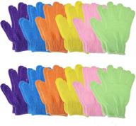 🧤 newthinking 12 pairs exfoliating shower gloves - 6 vibrant colors, dual-sided matte body cleaning bath gloves for deep cleansing and enhanced blood circulation logo