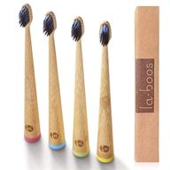 🪥 laboos self-standing charcoal bamboo toothbrushes with activated charcoal infused bristles - soft gum and dental care (4 pcs) logo