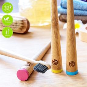 img 3 attached to 🪥 Laboos Self-Standing Charcoal Bamboo Toothbrushes with Activated Charcoal Infused Bristles - Soft Gum and Dental Care (4 PCS)