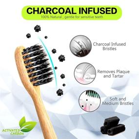 img 1 attached to 🪥 Laboos Self-Standing Charcoal Bamboo Toothbrushes with Activated Charcoal Infused Bristles - Soft Gum and Dental Care (4 PCS)