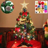 🎄 24-inch/60cm tabletop christmas tree: artificial mini pine tree with led string lights & ornaments (2021 christmas tree) logo