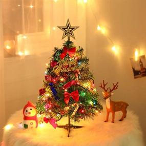 img 3 attached to 🎄 24-Inch/60cm Tabletop Christmas Tree: Artificial Mini Pine Tree with LED String Lights & Ornaments (2021 Christmas Tree)