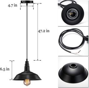 img 3 attached to Industrial Pendant Light, FadimiKoo E26 E27 Black Farmhouse Retro Lamp Fixtures for Kitchen, Home Lighting Decor, 2 Pack