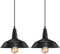 industrial pendant light, fadimikoo e26 e27 black farmhouse retro lamp fixtures for kitchen, home lighting decor, 2 pack логотип