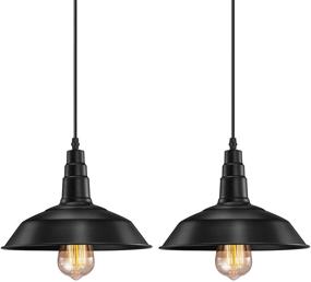 img 4 attached to Industrial Pendant Light, FadimiKoo E26 E27 Black Farmhouse Retro Lamp Fixtures for Kitchen, Home Lighting Decor, 2 Pack