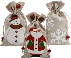 img 2 attached to 🎁 LUTER Christmas Drawstring Gift Bags: Small, Cute Xmas Burlap Bags for Kids - 9 Pack Reusable Hessian Bags for Holiday Party Candy & Favors