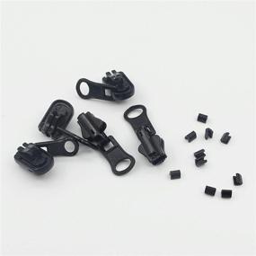 img 2 attached to Black Molded Reversible Pulls Set of 5 with Vislon Slider and Top Stops for Zipper Repair - Leekayer #5