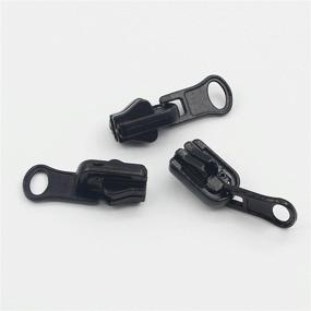 img 3 attached to Black Molded Reversible Pulls Set of 5 with Vislon Slider and Top Stops for Zipper Repair - Leekayer #5