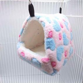 img 1 attached to 🐹 Cozy Plush Hideout: Hamster Hammock for Cage, Ideal Bedding Nest for Small Animals - Guinea Pigs, Chinchillas, Squirrels, Rats, Hedgehogs, Gerbils, Birds, Parrots - Provides Winter Warmth and Cute Soft Sleeping Spot