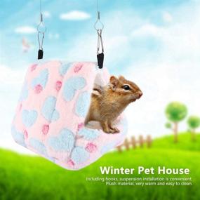 img 2 attached to 🐹 Cozy Plush Hideout: Hamster Hammock for Cage, Ideal Bedding Nest for Small Animals - Guinea Pigs, Chinchillas, Squirrels, Rats, Hedgehogs, Gerbils, Birds, Parrots - Provides Winter Warmth and Cute Soft Sleeping Spot