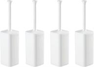 🚽 mdesign compact square plastic toilet bowl brush and holder set for bathroom storage and organization, free-standing design, durable, deep cleaning, 4 pack - white logo