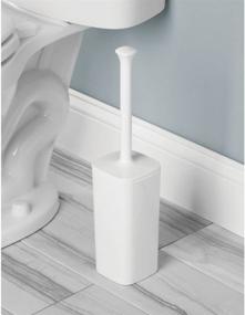 img 2 attached to 🚽 mDesign Compact Square Plastic Toilet Bowl Brush and Holder Set for Bathroom Storage and Organization, Free-Standing Design, Durable, Deep Cleaning, 4 Pack - White