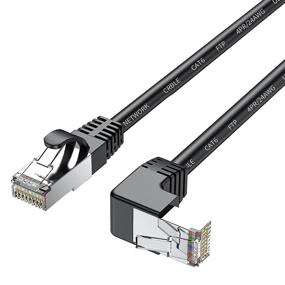 img 4 attached to 🔌 JUXINICE 3Ft Copper 24AWG FTP Shielded RJ45 Cable Cord Patch Cable - Cat 6 Ethernet Cable with 90 Degree Downward Angle