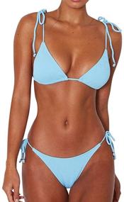 img 4 attached to MOOSLOVER Womens Ribbed Brazilian Swimsuit Women's Clothing in Swimsuits & Cover Ups