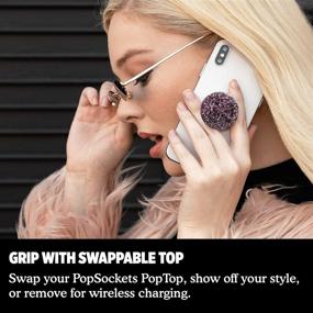 img 1 attached to 📱 Улучшите свой опыт использования телефона с помощью PopSockets PopGrip: складное устройство для удержания и подставка для телефона с заменяемым верхом и стильным дизайном с золотой фольгой и конфетти.