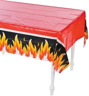 🔥 festive fire heroes disposable table cloth: ideal for firefighter-themed parties (9 feet long) logo