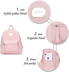 img 2 attached to 🎒 KKXIU 3-Piece Small Cute Backpack Purse Set - Fashionable Mini Daypack with Tassel for Women