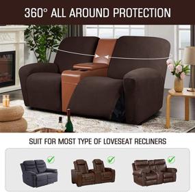 img 3 attached to 🛋️ TAOCOCO Loveseat Recliner Cover: Ultimate Protection for 2 Seat Dual Reclining Couch – Stretchable Soft Jacquard Pattern, Elasticity Chocolate – 6 Pieces Sofa Covers