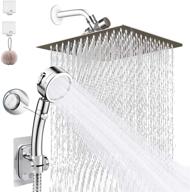 🚿 bellearlly 8'' high pressure rainfall stainless steel shower head with handheld combo – 3 settings, chrome finish logo