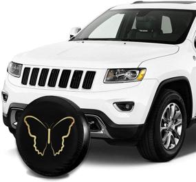 img 1 attached to Butterfly Spare Tire Cover Waterproof Dust-Proof UV Sun Wheel Tire Cover Fit For Jeep