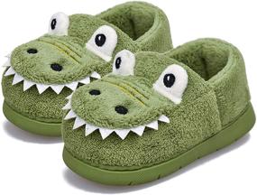 img 4 attached to 👶 Cute Cartoon Toddler Slippers for Boys and Girls - Warm Indoor Shoes by MARITONY