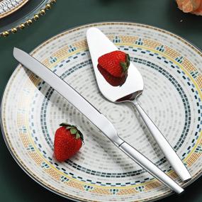 img 1 attached to 🍰 Berglander Stainless Steel Wedding Cake Knife and Server Set - Ideal for Weddings, Birthdays, Parties, and Events - Includes Cake Cutter and Server