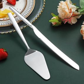 img 2 attached to 🍰 Berglander Stainless Steel Wedding Cake Knife and Server Set - Ideal for Weddings, Birthdays, Parties, and Events - Includes Cake Cutter and Server