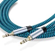 hftywy 25ft aux cable: 3.5mm male to male stereo audio cord for car/home stereos, speakers, iphone, ipod, ipad, headphones - nylon braided logo