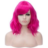 beron women’s curly synthetic pink wig with bangs – short bob style for halloween cosplay, daily wear & costume parties (rose pink) logo