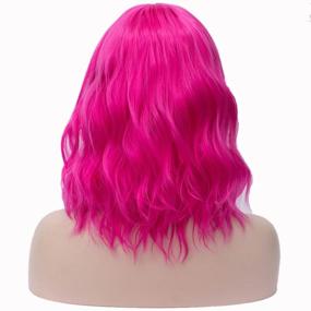 img 1 attached to BERON Women’s Curly Synthetic Pink Wig with Bangs – Short Bob Style for Halloween Cosplay, Daily Wear & Costume Parties (Rose Pink)