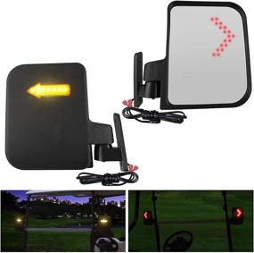 img 3 attached to 🚗 Universal Golf Cart Side Mirrors with LED Turn Signal Light Rearview Mirrors for Club Car, Ezgo, and Yamaha Golf Carts