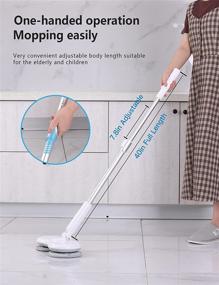 img 3 attached to 🧹 Cordless Electric Mop with Motorized Dual Spinning Mopheads, 4 Microfiber Pads & Disposable Mop Pad Set for Effortless Cleaning of Wood Floors, Ceramic Tiles, Marble, Floor-to-Ceiling Windows & Other Surfaces