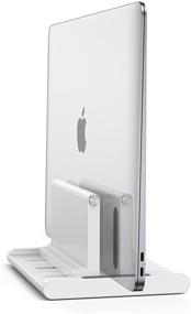 img 4 attached to Adjustable Vertical Laptop Stand Organizer - Xuenair MacBook Holder Dock, Compatible with MacBook, Phone, iPad, Surface, Samsung, HP, and Gaming Laptops - A-White