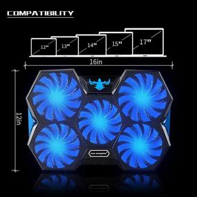 img 3 attached to 💻 ICE COOREL Laptop Cooling Pad with 5 Powerful Fans for 15-17 inch Laptops - Enhanced Heat Dissipation, Adjustable Wind Speed, Dual USB Ports