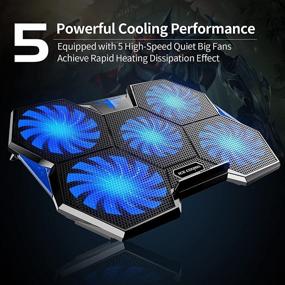 img 2 attached to 💻 ICE COOREL Laptop Cooling Pad with 5 Powerful Fans for 15-17 inch Laptops - Enhanced Heat Dissipation, Adjustable Wind Speed, Dual USB Ports