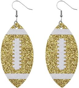 img 1 attached to Vibrant Glitter Football Earrings: Fashionable Faux Leather Jewelry for Women and Girls