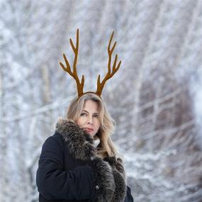 img 1 attached to 🦌 Stylish Reindeer Antlers Headband for Adults - Deer Antlers Headband