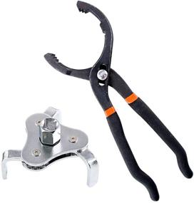 img 4 attached to 🔧 Swpeet 2Pcs 12 Inch Large Oil Filter Pliers Set - Adjustable Universal 3 Jaw Wrench Tool for Oil Filters 2 1/8-4 1/2 Inches, Fits ⅜ and ½ inch Drive - Ideal for Motorcycles, Cars, Trucks