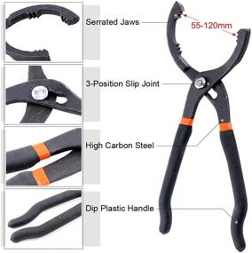 img 2 attached to 🔧 Swpeet 2Pcs 12 Inch Large Oil Filter Pliers Set - Adjustable Universal 3 Jaw Wrench Tool for Oil Filters 2 1/8-4 1/2 Inches, Fits ⅜ and ½ inch Drive - Ideal for Motorcycles, Cars, Trucks