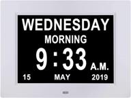 📅 remote control digital day calendar clock: 8 inch, 12 alarms, non-abbreviations, dementia/alzheimer vision impaired memory loss desk/wall clock+ logo