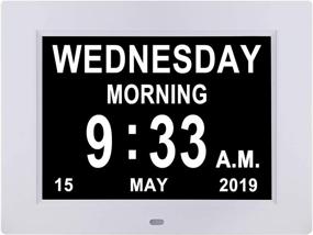img 4 attached to 📅 Remote Control Digital Day Calendar Clock: 8 Inch, 12 Alarms, Non-Abbreviations, Dementia/Alzheimer Vision Impaired Memory Loss Desk/Wall Clock+