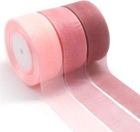 img 4 attached to 🎀 3 Rolls of NICROLANDEE Sheer Chiffon Ribbon - 1.5Inch×49 Yards, Dusty Rose Fade Ribbon for Gift Wrapping, Wedding Decor, Birthday Bows, Bouquets, and Wreath Embellishments